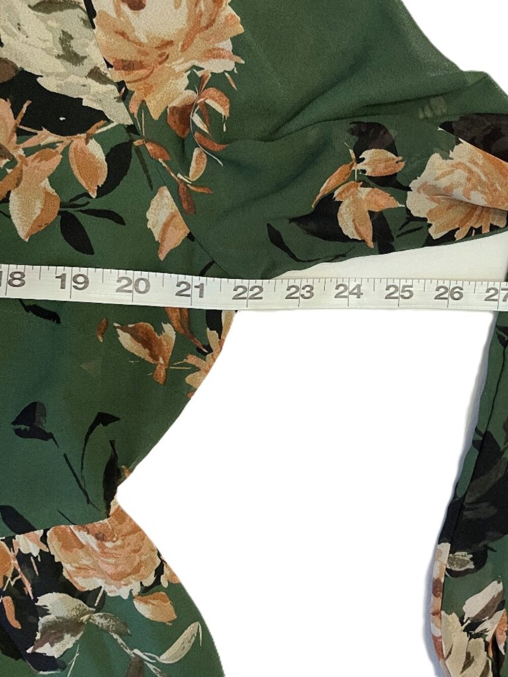 Sugarlips Dress XL Green Tiered Floral Long Sheer Sleeve Maxi Lined Graceful - Picture 8 of 14